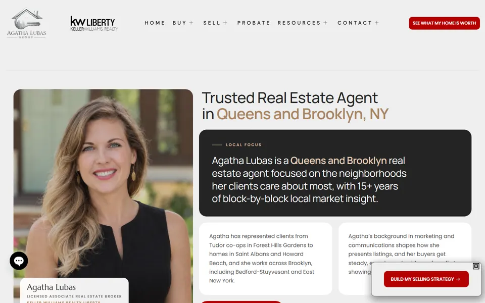 Site Homes By Agatha, Nova York, EUA, criado pela Fenner Websites