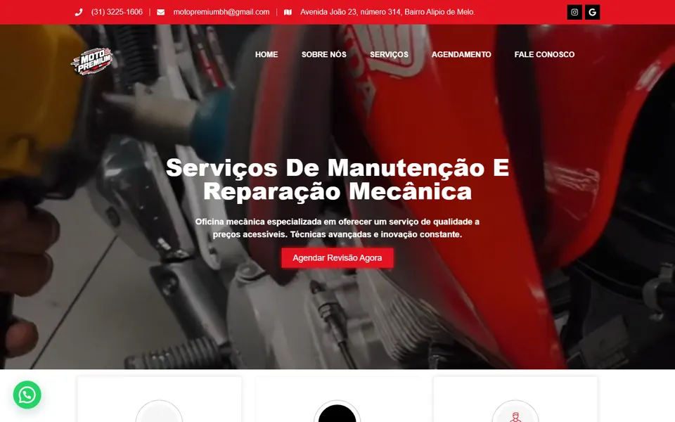 Site Moto Premium BH, Belo Horizonte, criado pela Fenner Websites