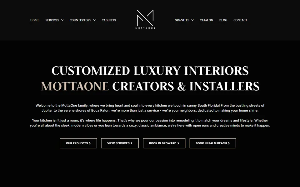 Página inicial do site MottaOne, criado pela Fenner Websites