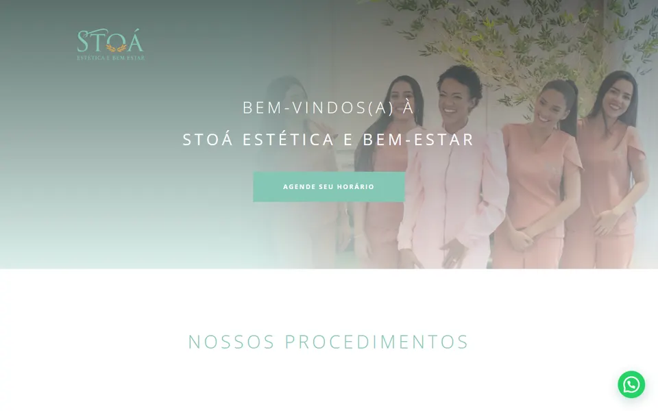 Página inicial do site Stoá Estética, criado pela Fenner Websites